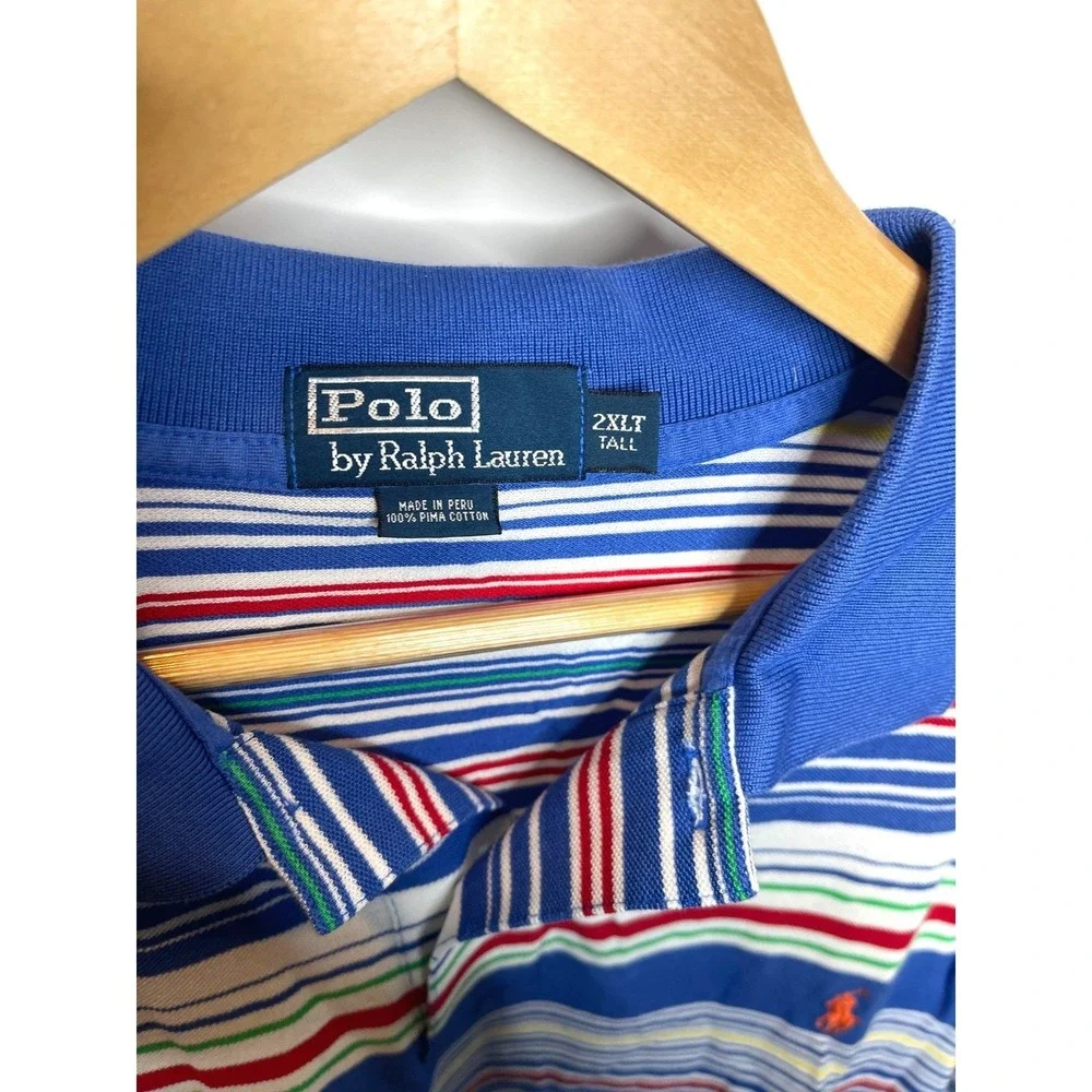 Polo Ralph Lauren‎ Multicolor Striped Short Sleeve Polo Shirt Men's XLT